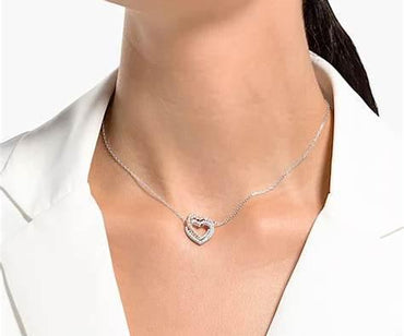 Swarovski INFINITY Double Heart Crystal Necklace - Romantic Intertwined Design - Gomix Brands Outlet