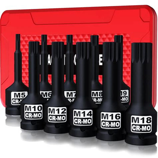 KIRXST 1/2 Inch Impact Hex Bit Socket Set 10 Metric Sizes