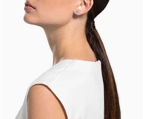 Swarovski Shimmering Rose Gold-Tone Crystal Stud Earrings for Women