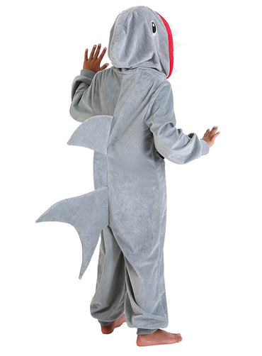 Cozy Kids Shark Onesie Costume with Hood and Fin - Super Soft Plush Animal Pajamas