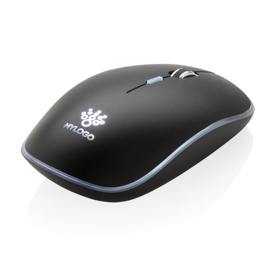 Ergonomic Rechargeable Wireless Mouse with Light-Up Custom Logo Feature