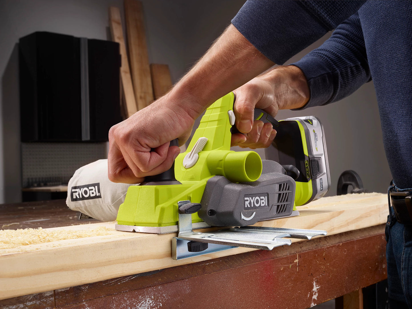 Ryobi 18V ONE+ Cordless 82mm Wood Planer Tool Only with Adjustable Depth
