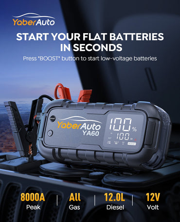 YaberAuto YA60 Car Jump Starter 8000A 65W