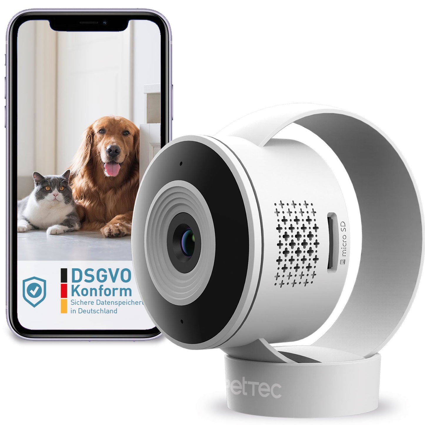 PetTec Cam Lite: Smart HD Pet Camera with Night Vision & 2-Way Audio