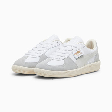 PUMA Palermo Youth Sneakers: White-Cool Light Gray-Sugared Almond Classic Terrace Style