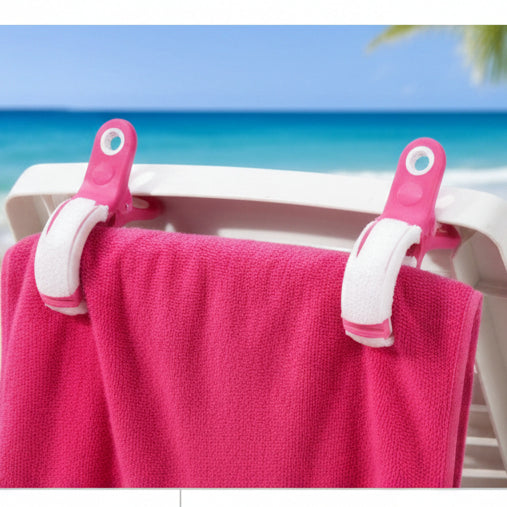 Crivit Beach Towel Clips XXL 4-Pack White Pink