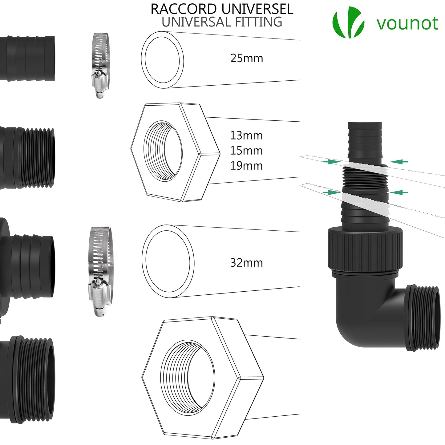 VOUNOT 750W Submersible Dirty Water Pump 14,000L/h 7m Depth