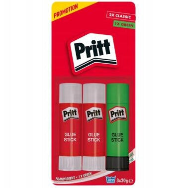 Pritt Glue Stick 3 x 20 g for Paper Cardboard and Photos