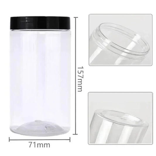 3pcs Empty Storage Jar with Lid 500ml Clear Plastic Bottle - Gomix Brands Outlet