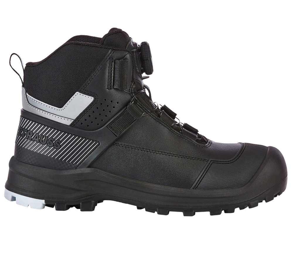 S3 Sawato Mid Safety Boots: Steel Toe, Puncture-Resistant, BOA® Fit, Black/Silver