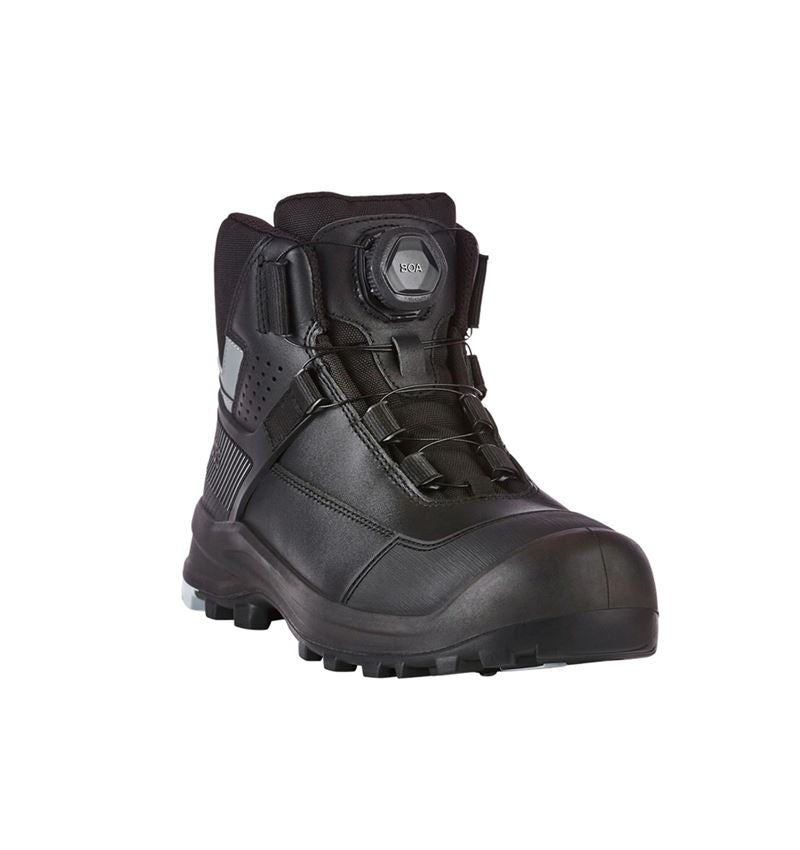 S3 Sawato Mid Safety Boots: Steel Toe, Puncture-Resistant, BOA® Fit, Black/Silver