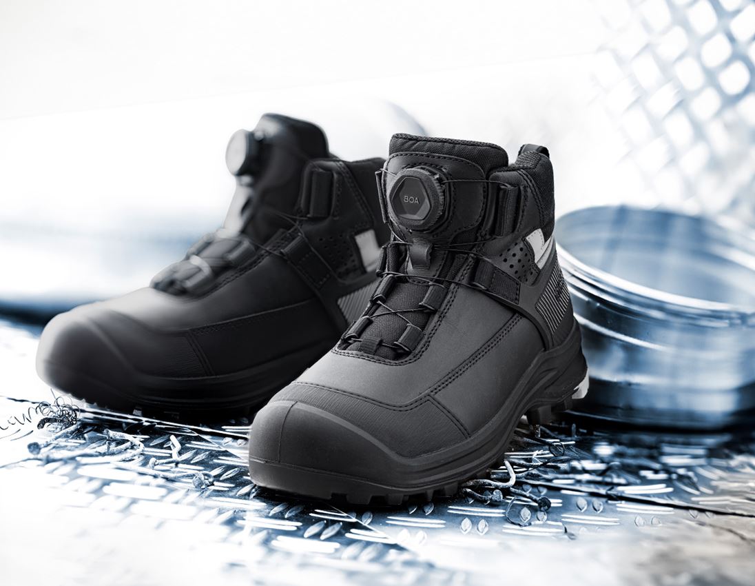 S3 Sawato Mid Safety Boots: Steel Toe, Puncture-Resistant, BOA® Fit, Black/Silver