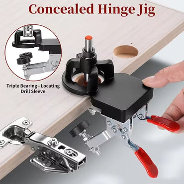 Dual-Fixture Woodworking Hinge Hole Locator Drill Guide for Cabinets