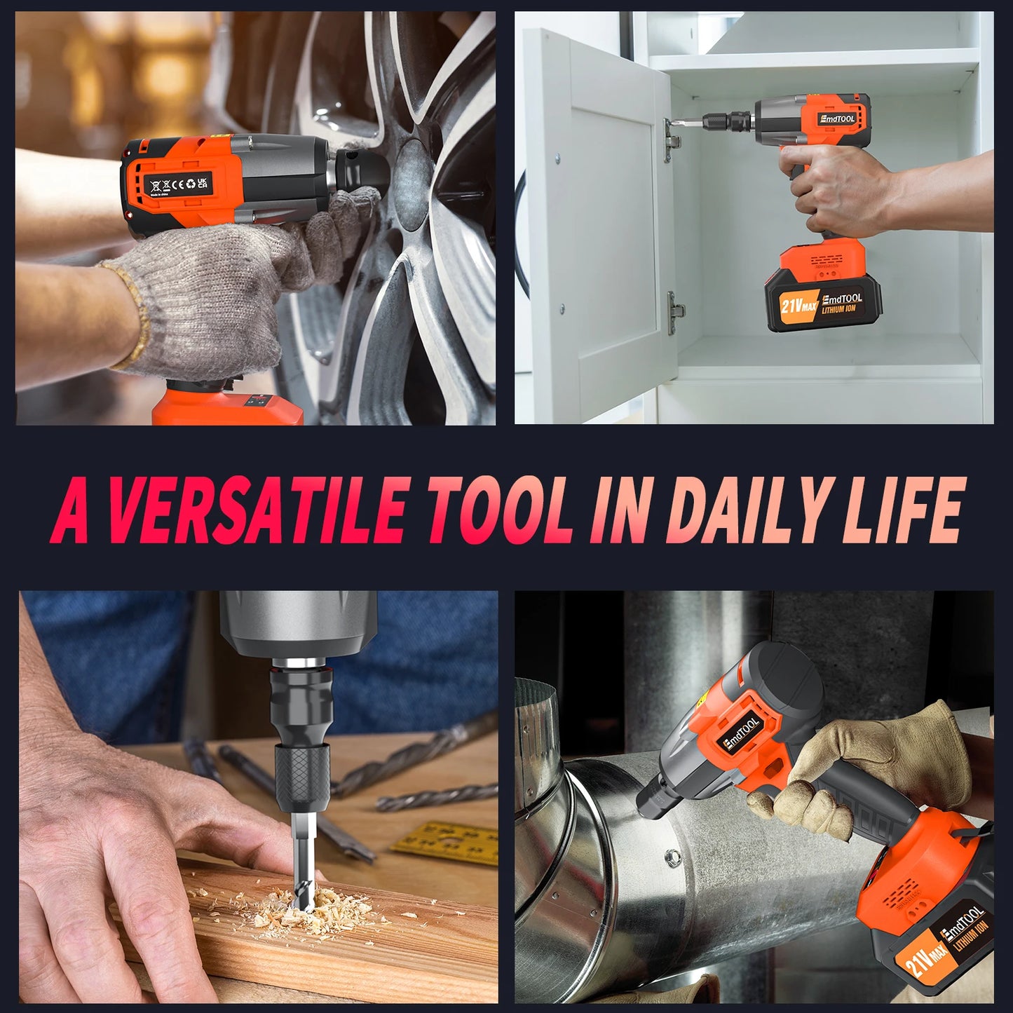 EMDTOOL Cordless Impact Wrench: 1/2 Inch, Brushless, 1500Nm Torque
