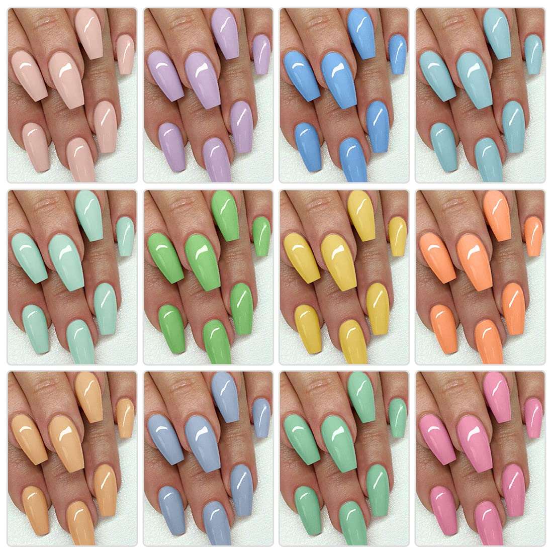 12-Color Summer Pastel Gel Nail Polish Kit 8ml Each
