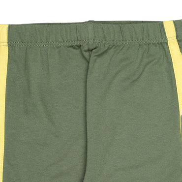 Olive Green Baby Leggings with Yellow Stripes Soft Single Jersey