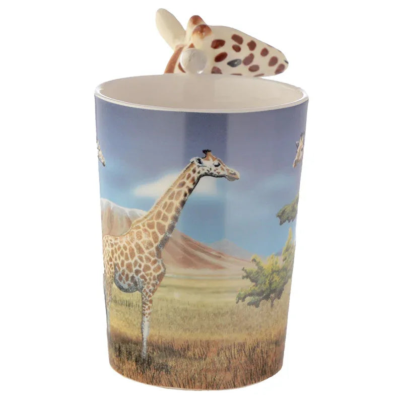 Charming Giraffe Savannah Ceramic Mug with Shaped Handle – Unique Wildlife Coffee Cup - Gomix Brands Outlet