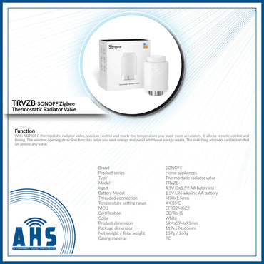 SONOFF Zigbee Smart Thermostatic Radiator Valve TRVZB for Energy Saving