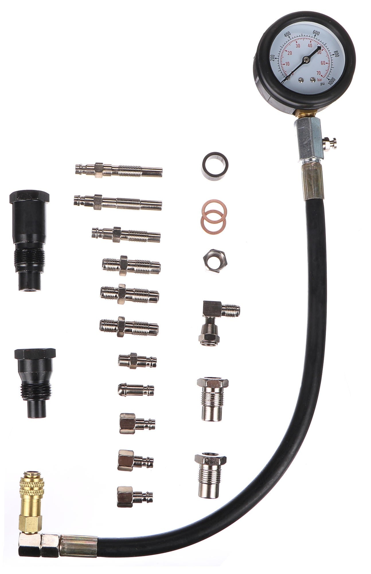 Professional Diesel Engine Cylinder Pressure Tester Kit, 21-Piece 0-1015 PSI Gauge Set
