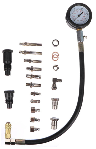 Professional Diesel Engine Cylinder Pressure Tester Kit, 21-Piece 0-1015 PSI Gauge Set