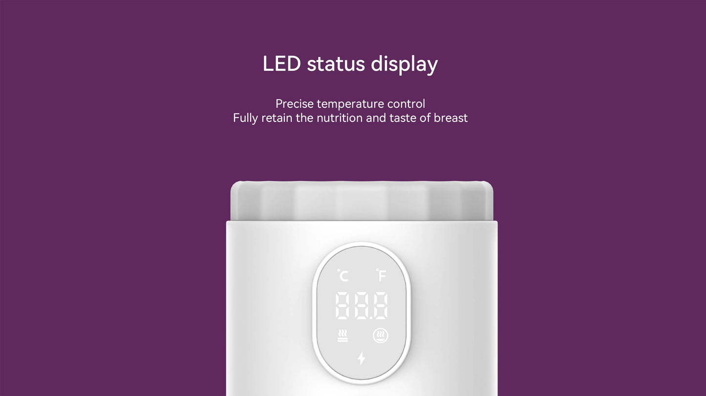 Portable Baby Milk Warmer with Digital Display, Fast Heating, BPA-Free
