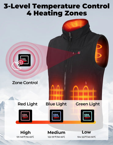 KEMiMOTO Heated Vest with 10000mAh Battery, 6-Zone Warmth