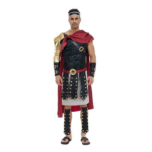 Men's Roman Gladiator Costume with Tunic, Cape, and Armor - Gomix Brands Outlet