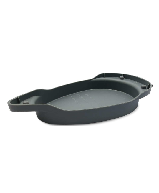 Gray plastic tray on a white background