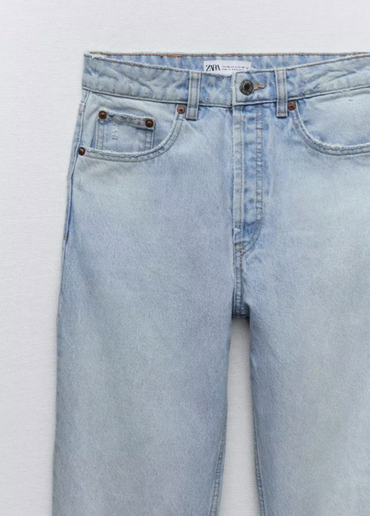 Zara Women's Straight Hight Rise Full Length Denim Jeans