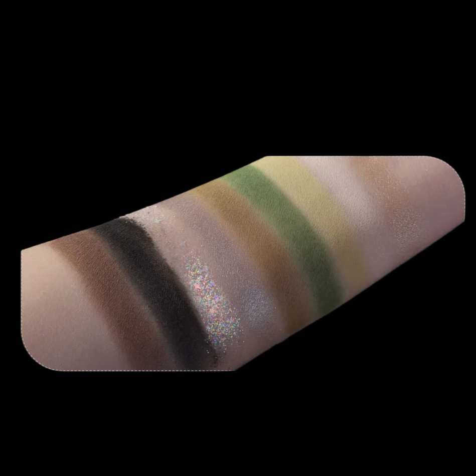 Biya Playful 9-Color Eyeshadow Palette: Bramble Green Matte Shimmer Glitter