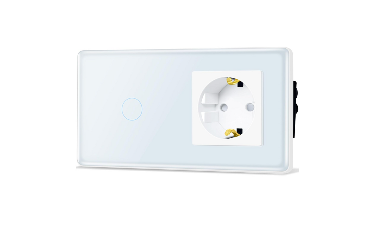 Light switch panel with a focus on a wall socket design