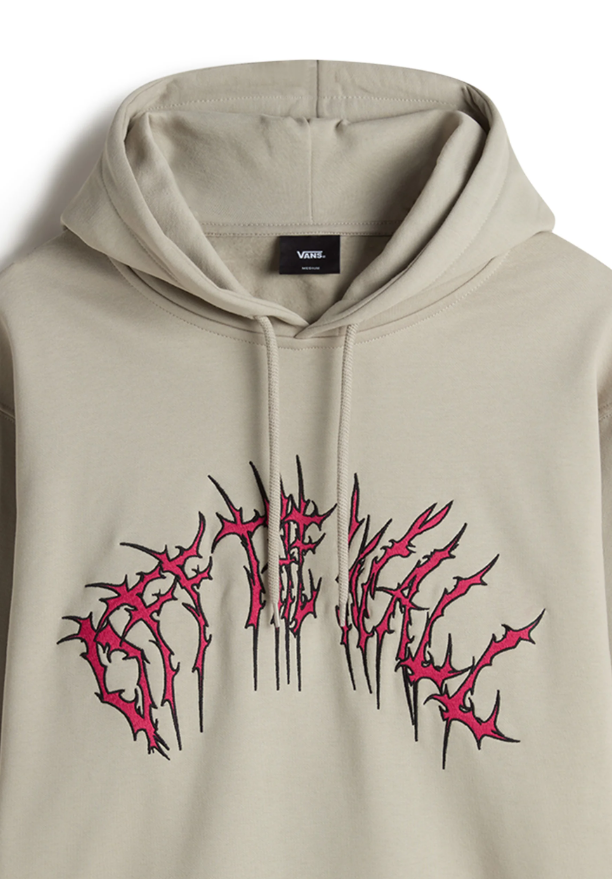 Vans Men's Metal Arch Hoodie, London Fog Beige, Embroidered Cotton