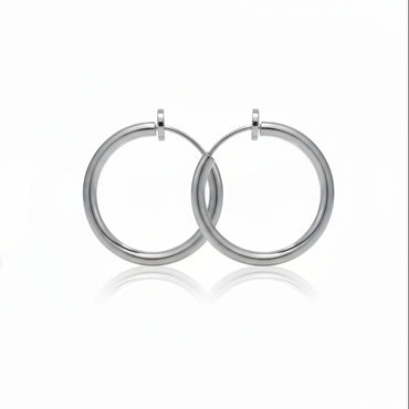 CreateConfidence Clip-On Ear Cuff Earrings Silver Steel - Set Of 2