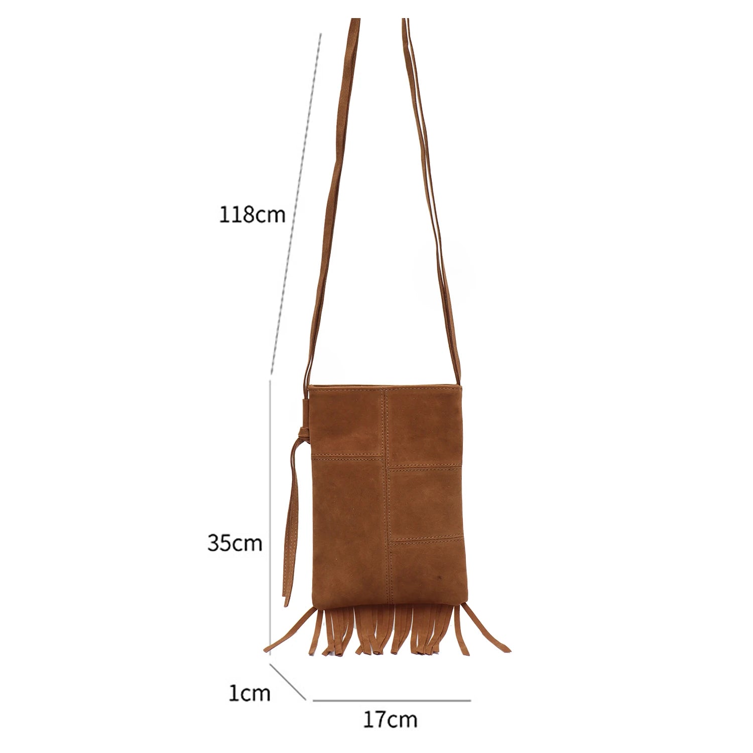 CEZIRA Bohemian Faux Suede Tassel Crossbody Phone Purse