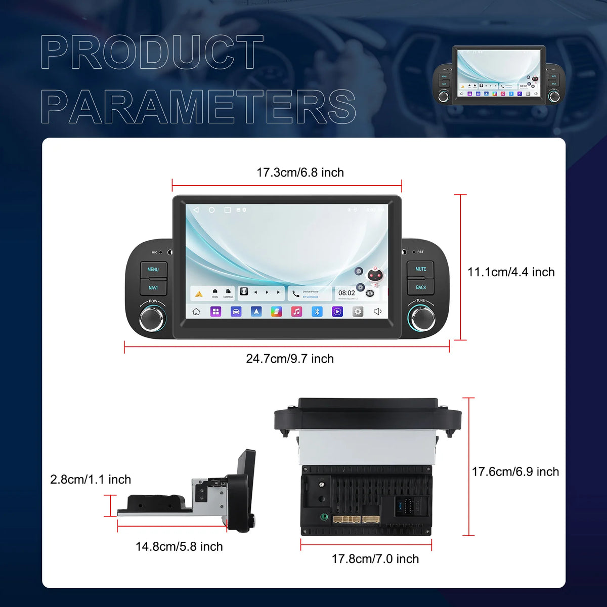 CAMECHO 2+64G Android 13 Car Radio for Fiat Panda 2013-2020