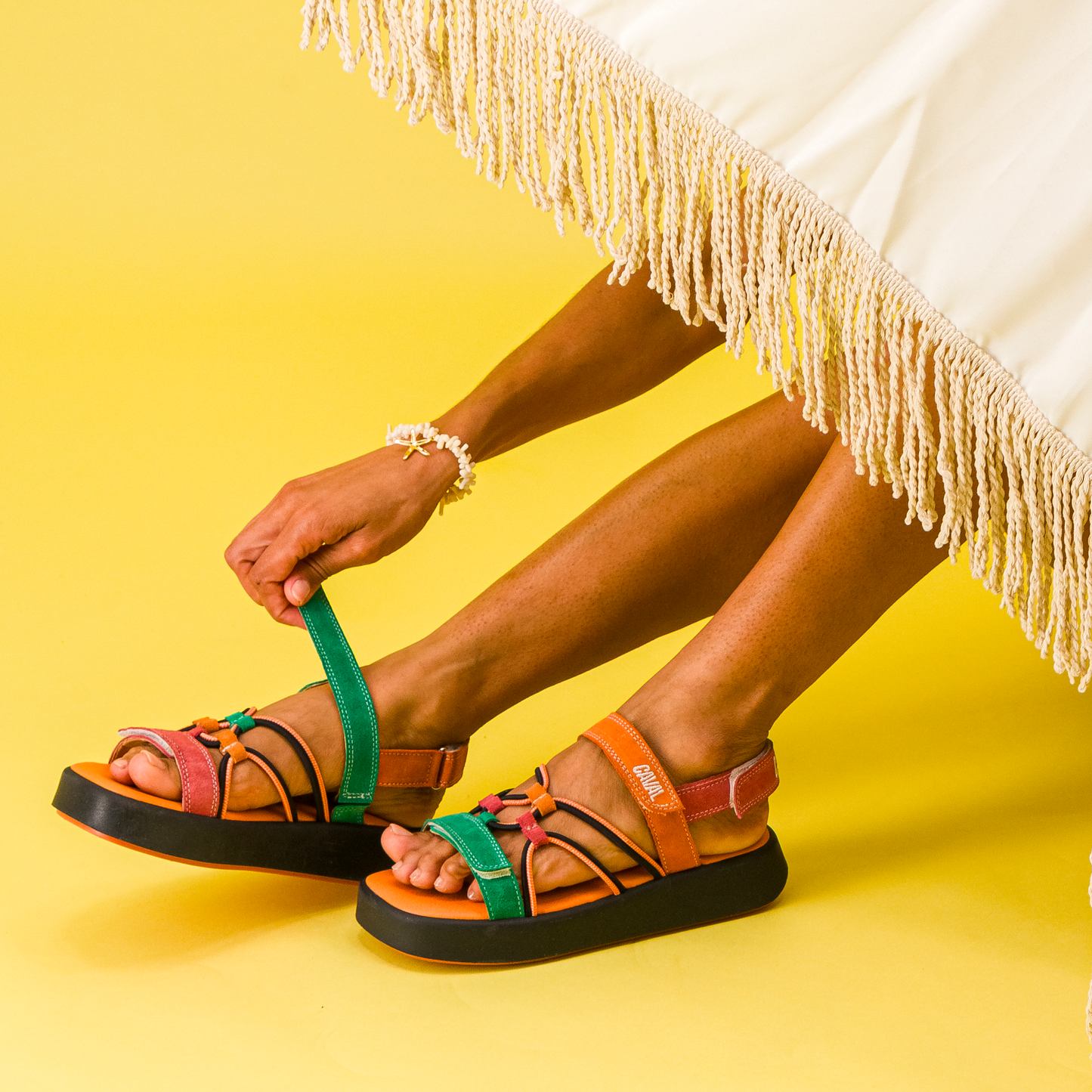CAVAL Tropical Flamingo Adjustable Velcro Elastic Sandals for Summer