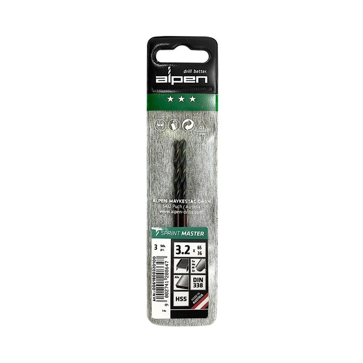ALPEN HSS Sprint Master Silver Metal Drill Bit Set 3.2mm (3-Pack) - Gomix Brands Outlet