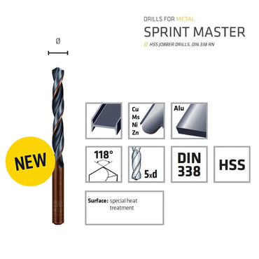 ALPEN HSS Sprint Master Silver Metal Drill Bit Set 3.2mm (3-Pack)