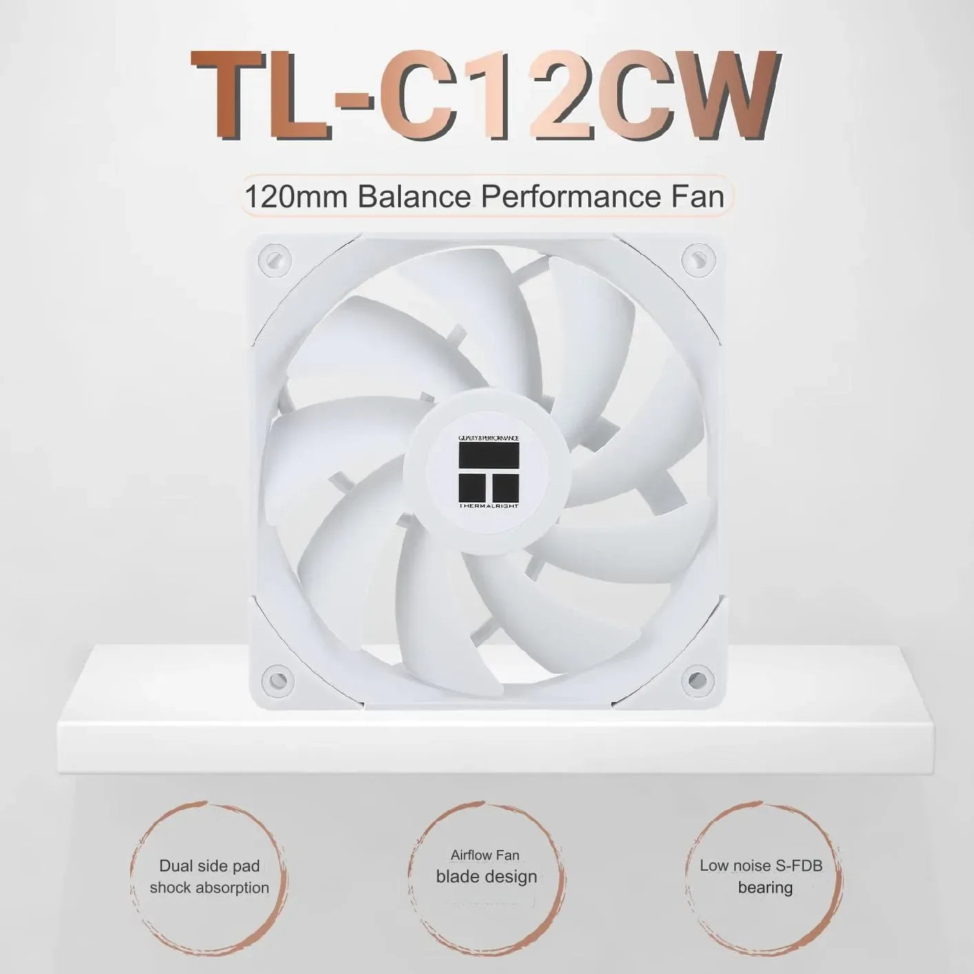 Thermalright White 120mm 4-Pin PWM S-FDB Bearing High-Performance PC Fan - Gomix Brands Outlet