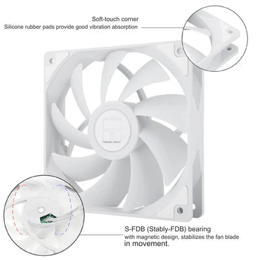 Thermalright White 120mm 4-Pin PWM S-FDB Bearing High-Performance PC Fan - Gomix Brands Outlet
