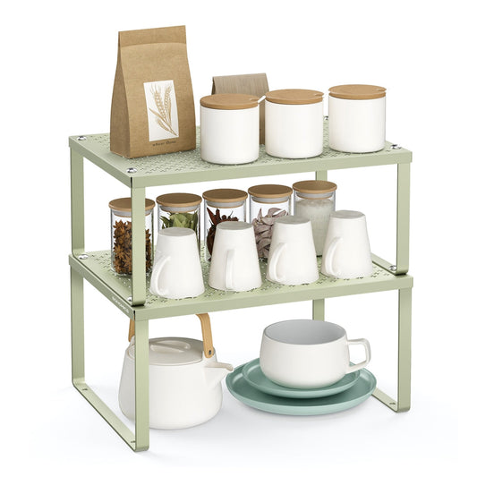 SONGMICS Cabinet ShelfOrganizer Set, Metal Counter Shelf