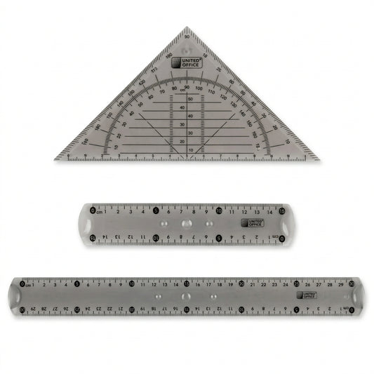 United Office Flexible Geometry Set Ruler 3-Piece Grey