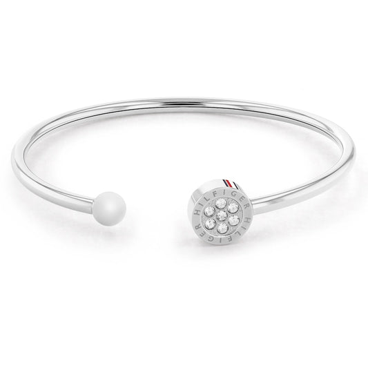 Elegant Tommy Hilfiger Stainless Steel Crystal Bangle for Women