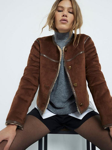 River Island Chic Brown Faux Shearling Trophy Jacket - Ultimate Cozy Style