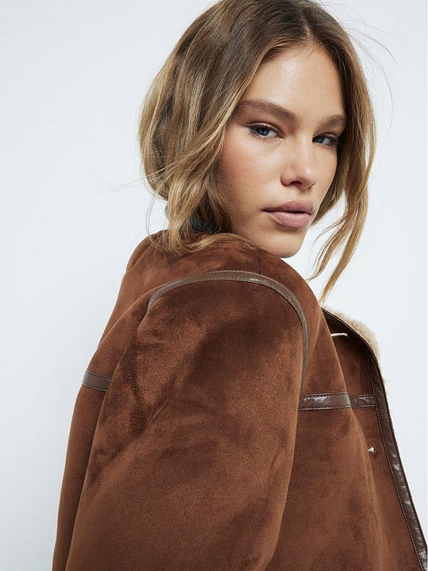 River Island Chic Brown Faux Shearling Trophy Jacket - Ultimate Cozy Style