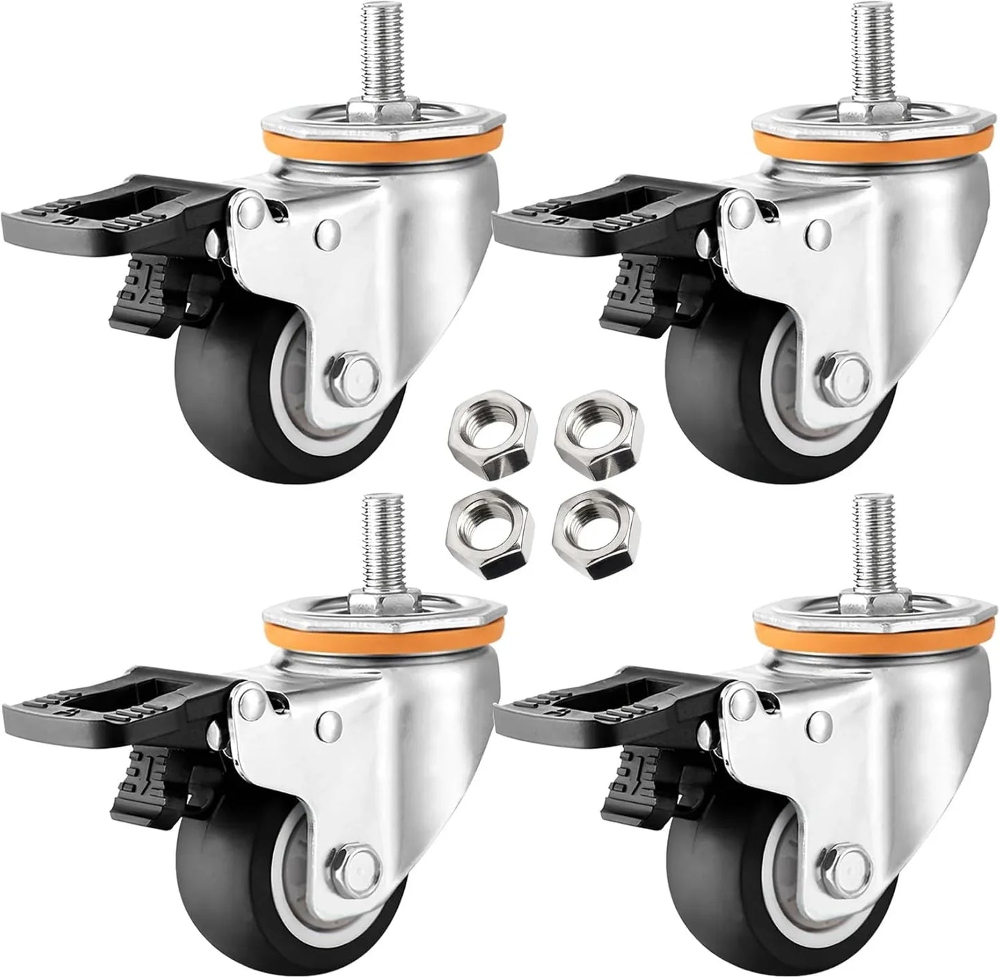 MFK-TORG Black Rubber Wheel with M10 Bolt and 63mm Brake-4PCS - Gomix Brands Outlet