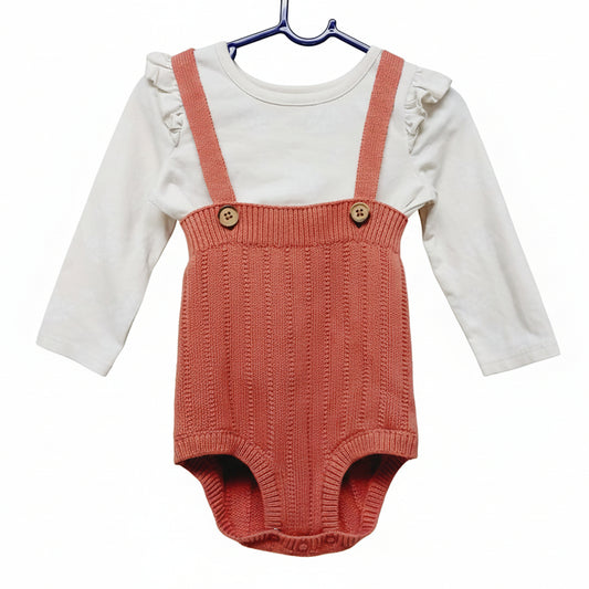 Cat y Jack Baby Girl 12M Knit Romper Blouse Set