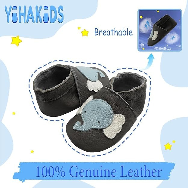 BARSA KIDS Soft Genuine Leather Baby Moccasins - Flexible First Walker Crib Shoes