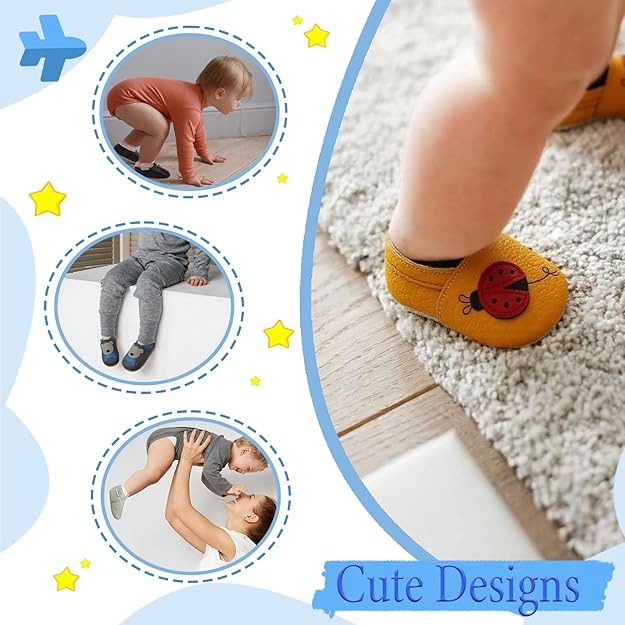 BARSA KIDS Soft Genuine Leather Baby Moccasins - Flexible First Walker Crib Shoes