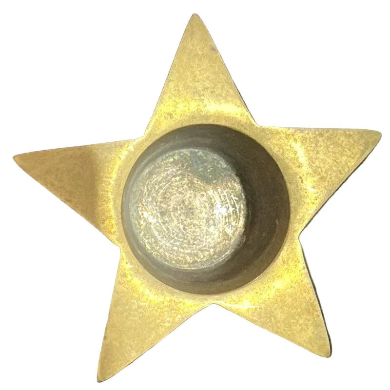 Star-Shaped Brass Candle Holder – Vintage Tealight Holder Candle diameter: 4.8 cm - Gomix Brands Outlet